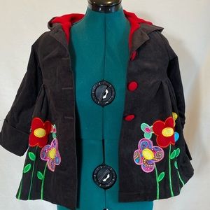 Maria Elena kids girls size 5 corduroy swing coat